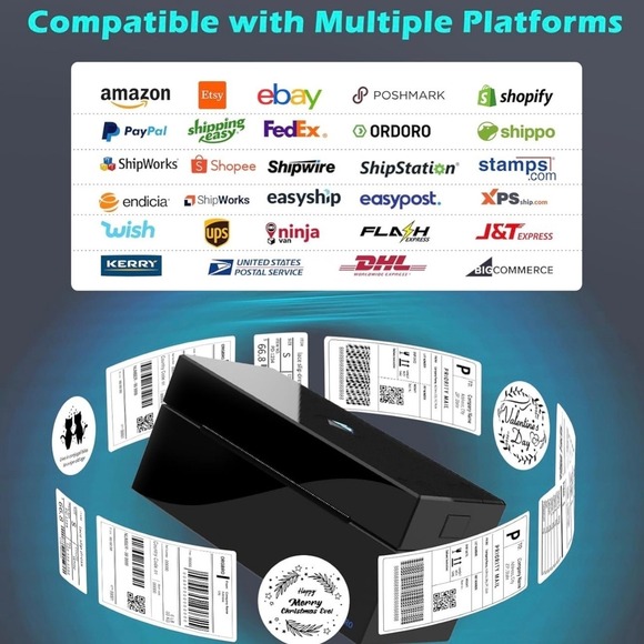 Bluetooth Thermal Label Printer, Orgbro Z1-Plus 4x6 Shipping Label Printer-NEW - Picture 9 of 10